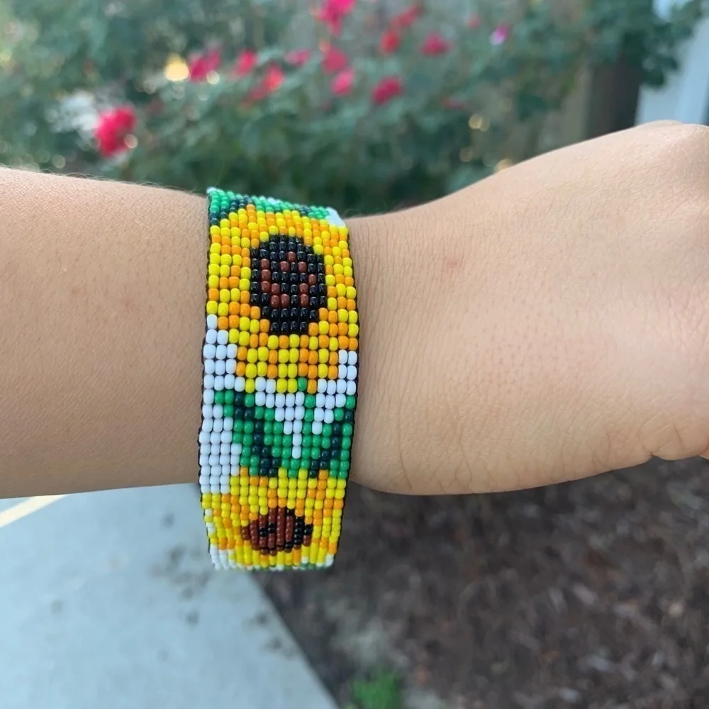 Sunflowers chaquira bracelet handmade jewe…